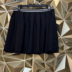 Chic Black Skater Skirt with Striped Waistband